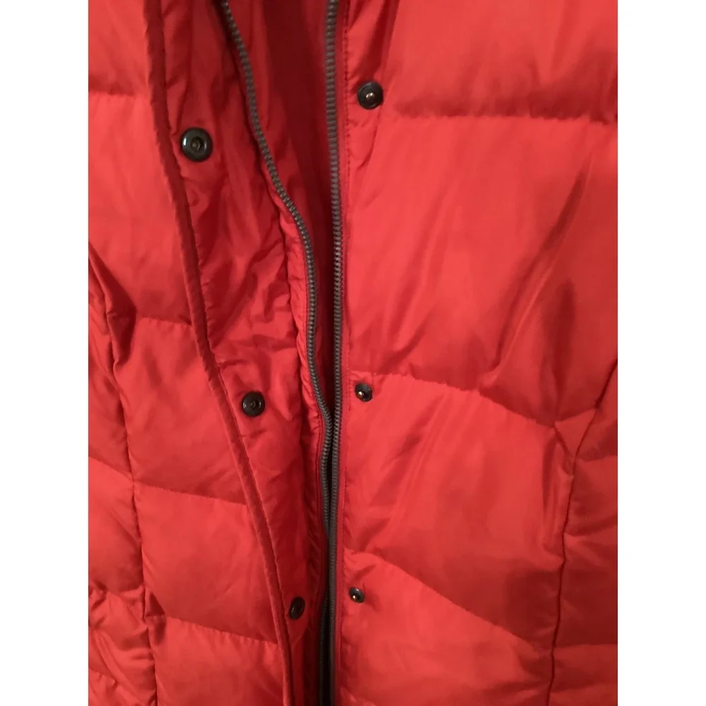 J Jill‎ Womens Red Quilted Down Puffer Vest Stand Collar Zip Front Medium